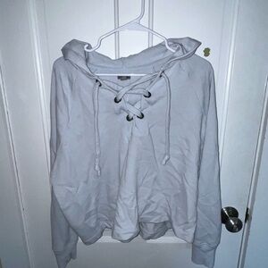 Women's Light Blue Lace-Up Hoodie